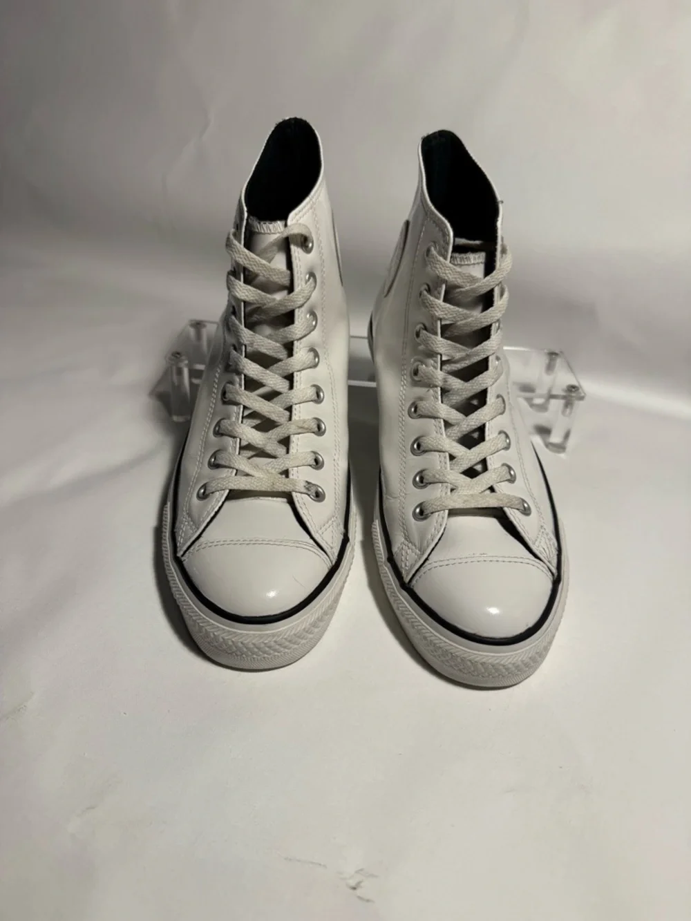 Converse Chuck Taylor Patent Leather White High Top Mens 9.5 Womens 11.5 - Picture 6 of 16